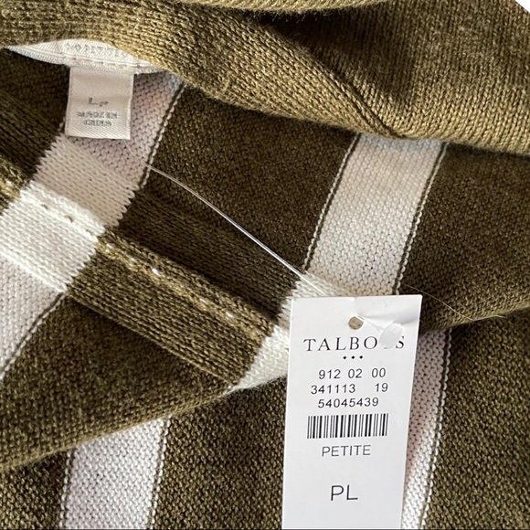 TALBOTS - Long sleeved green and white horizontal striped open sweater cardigan - Picture 10 of 10